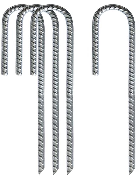 Heavy Duty J-haak tentharingen voor buitengebruik - Gegalvaniseerd staal grondaankers voor trampolines, tenten en schommels - 12 inch