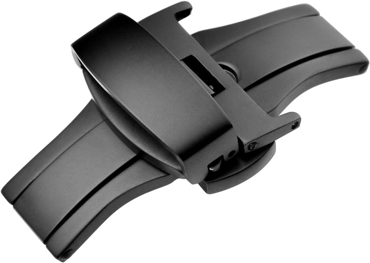Inzetsluiting voor roestvrijstalen horlogeband - zwart - 16 mm breedte met 10 mm 12 mm 14 mm 16 mm 18 mm 20 mm 22 mm - vervangende gesp, riem