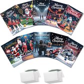 Inspra Studio – Luxe Kerstkaarten met Enveloppen – 10 Stuks – Sport Wenskaarten Collectie #2 – Artistieke Sportieve Illustraties met Winterse Sfeer