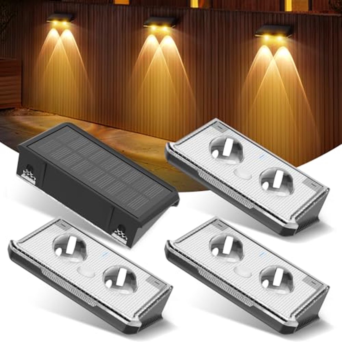 Buitenlamp op zonne-energie met 3 modi en 3 kleuren - IP65 waterdicht - 4 stuks - perfect voor hek, muur en tuin