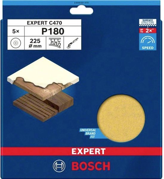 Bosch Accessories 2608901658 Schuurpapier Voor Vlakschuur Korrelgrootte 180 L X B 107 Mm X 115 Mm 50 Stuks