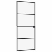 VidaXL Interior Door Narrow 83x201.5 Cm Tempered Glass And Aluminum Gold Color, Screened Door, Panel Door, Bathroom Door, Indoor Door, Bedroom Door