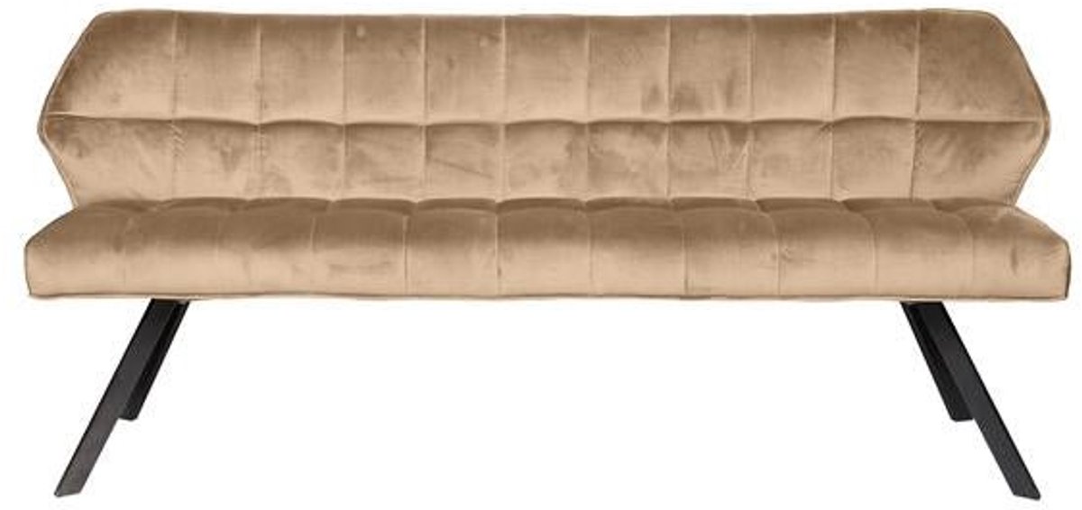 Eetkamerbank Taupe Velours (180cm lang) - Eettafel Bank met Zachte Kussens in Beige/Taupe Velours - Luxe Bank Industrieel voor Eetkamer met Comfortabele Zitting en Rugleuning (180x59x84) Industriele Eetbank