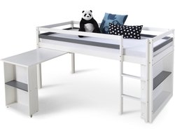 Homestyle4u Hoogslaper - 90x200 cm - Wit - met bureau