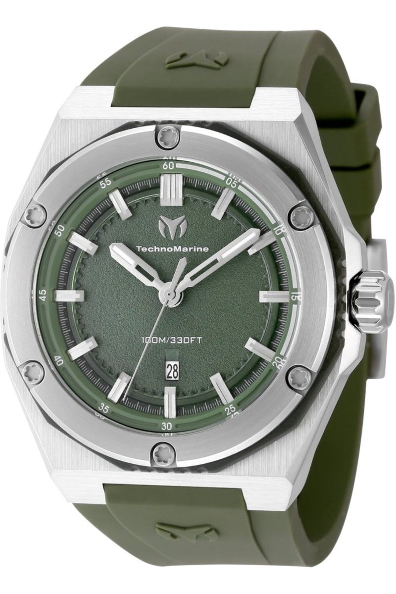 TechnoMarine CORAL - Legacy TM-416067 Heren Horloge - Waterdicht - Analoog - Quartz Uurwerk - Roestvrij Staal met groene Wijzerplaat - 45mm