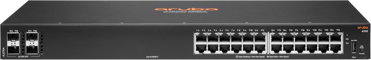 HPE Aruba Networking 6100 24G 4SFP+ Managed L3 Gigabit Ethernet (10/100/1000) 1U Zwart