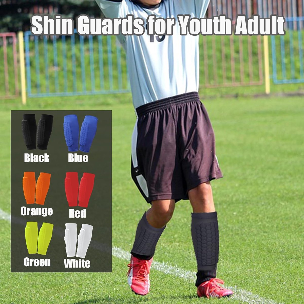 Protège-tibias Football Enfant - Coussinets En Nid D'abeille, Respirants Et élastiques - Protection Complète Des Mollets Pour Garçons Et Filles - Multisports