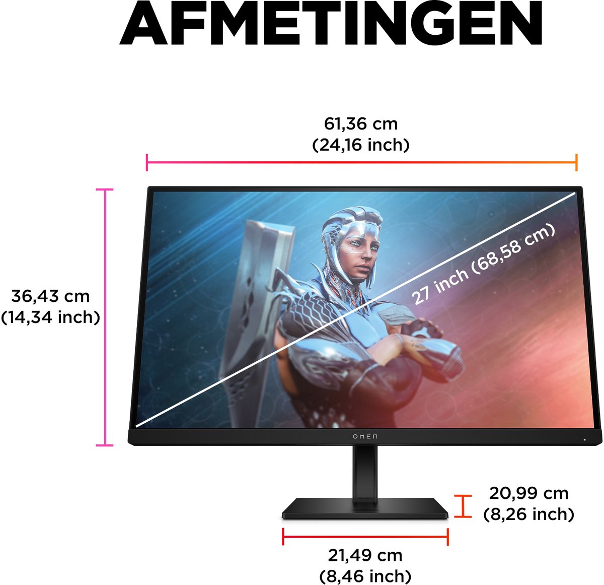 HP Omen 780F9E9 Gaming Monitor 27" Full HD 165Hz 1ms Zwart - afbeelding 3