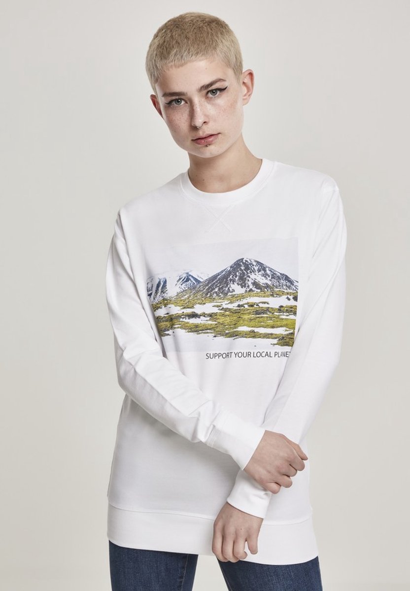 Mister Tee Damen Ladies Local Planet Crewneck -XL Wit
