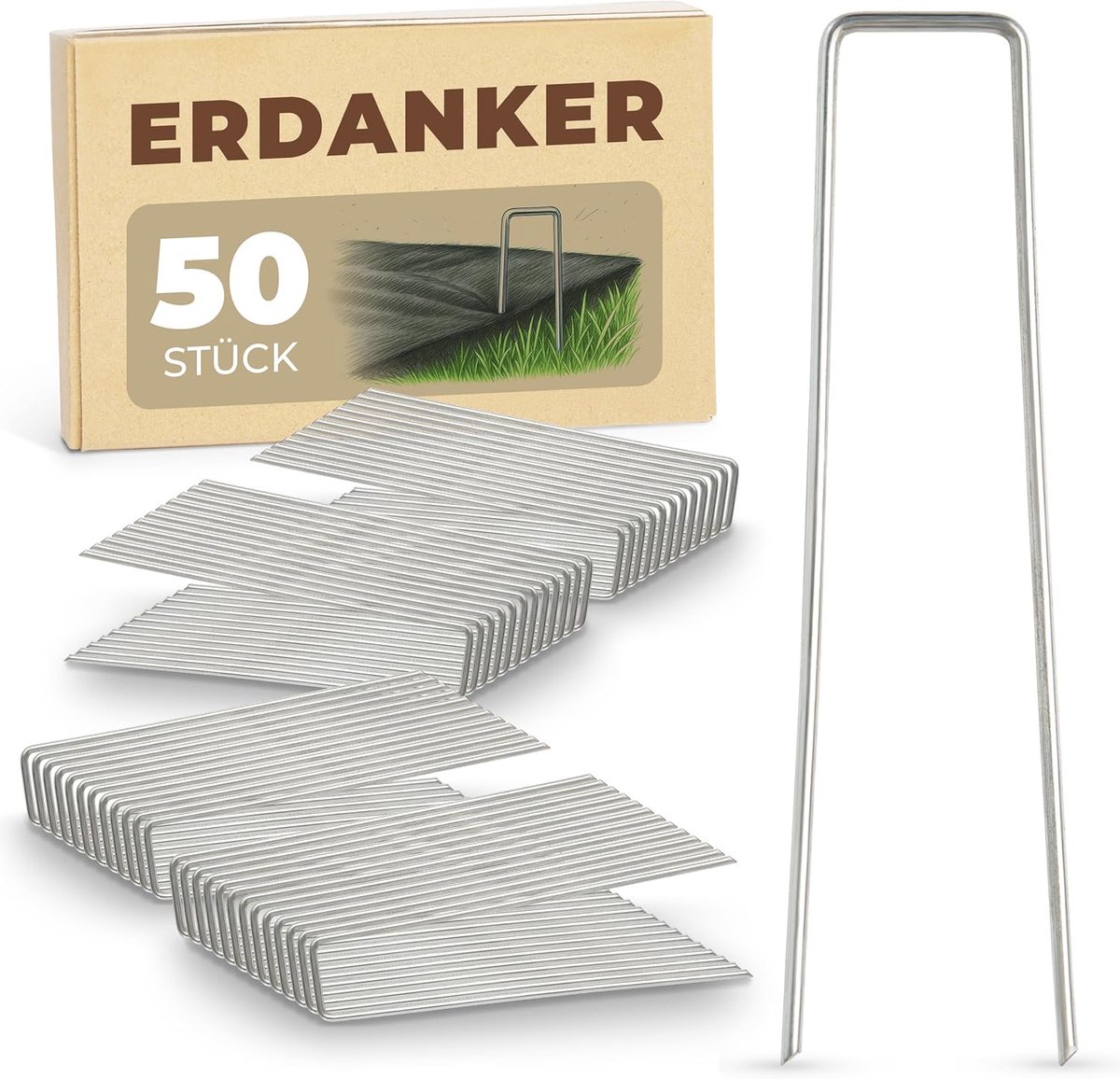 Novatool haringen grondanker 150x30x3mm 1000 stuks, roestvast, duurzaam en extreem stabiel, grondnagels grondhaken grondverankering, voor tenttuin onkruidbestrijding doek landschapsarchitectuur