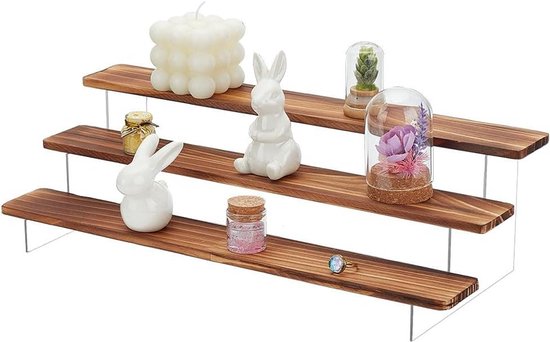 4 Tier Wooden Stair Board, Perfume Holder, Display Riser, for Sellers, Doll Figures, Collectibles, Storage, Layered Perfume and Cologne Organizer Stand, Rustic 4 Tier Wooden Stair Board, Perfume Holder, Display Riser, for Sellers, Doll Figures, Collectibles, Storage, Layered Perfume and Cologne Organizer Stand, Rustic