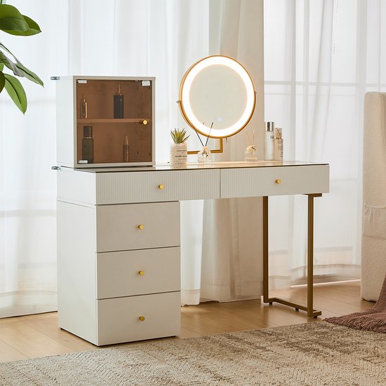 DE BESTE MAKE-UP KAPTAFEL MET RONDE SPIEGEL EN VERLICHTING: EEN MODERNE Toevoeging Aan Je Kamer