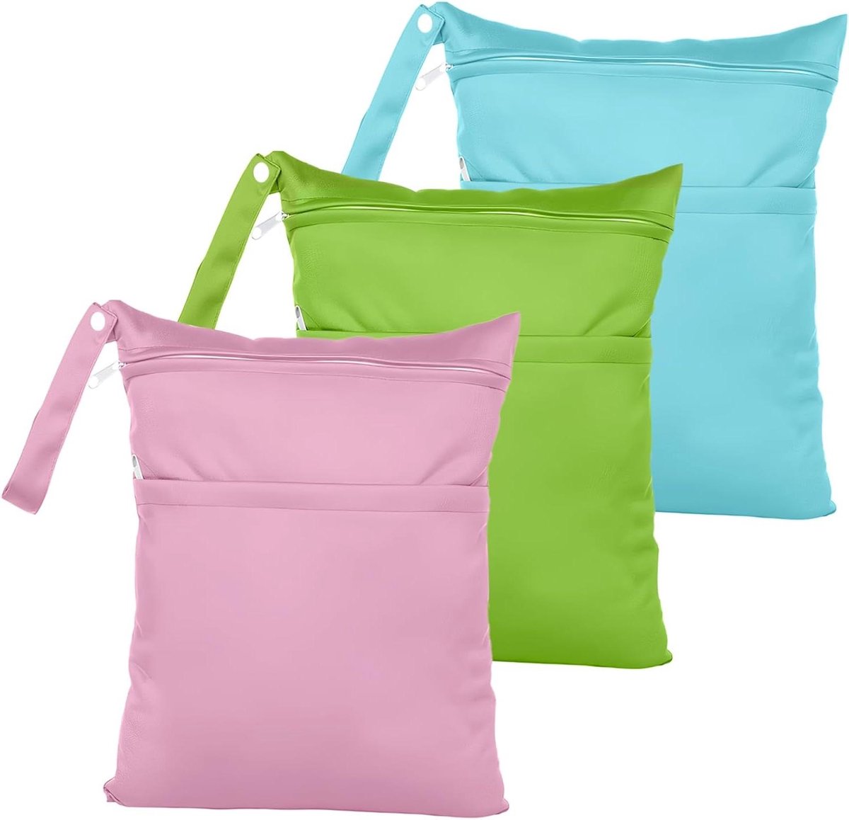 Jhubers Goods - Set van 3 waterdichte stoffen luiers met neuszakken en wetbag - Herbruikbare luiertas voor volwassenen - Luierzakken met ritssluiting - Geschikt voor babyluiers