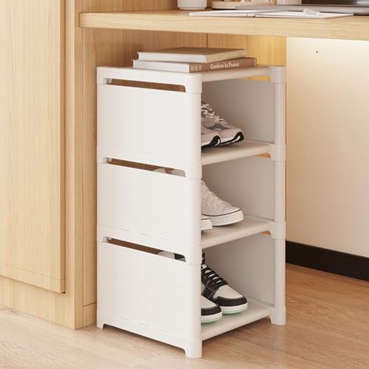 Schoenenrek Wit Smal - 8 Niveaus Ruimtebesparende Opbergoplossing voor Schoenen