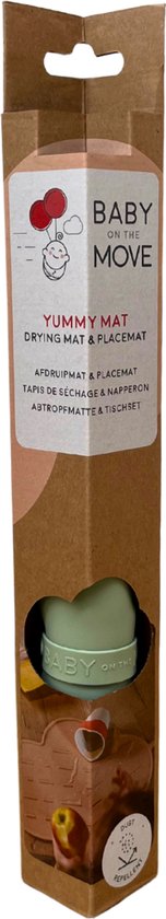 Bébé on the Move - Yummy Mat - Set de table et tapis anti-goutte 2 en 1 - Enroulable et portable - Compatible lave-vaisselle - Anti-poussière - Aspen