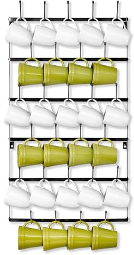 Wandgemonteerde Mokhouder voor 27 Mokken - Stijlvolle en Functionele Koffie- en Thee Organizer