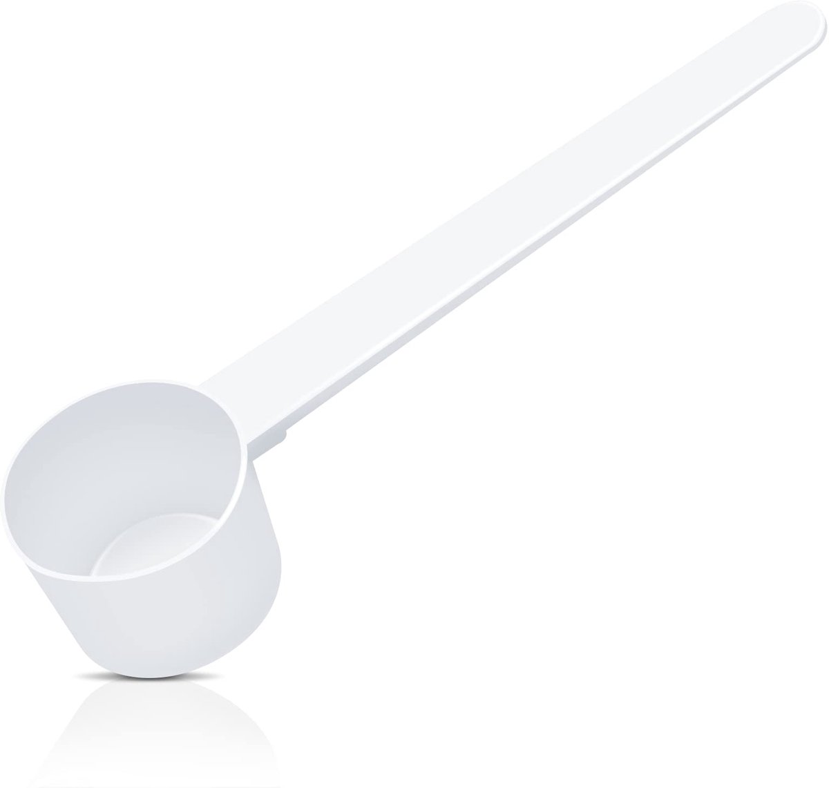 Measuring spoon, dosing spoon 5 g, transparent with bowl 2 g, 3 g, 4 g scale (white)
