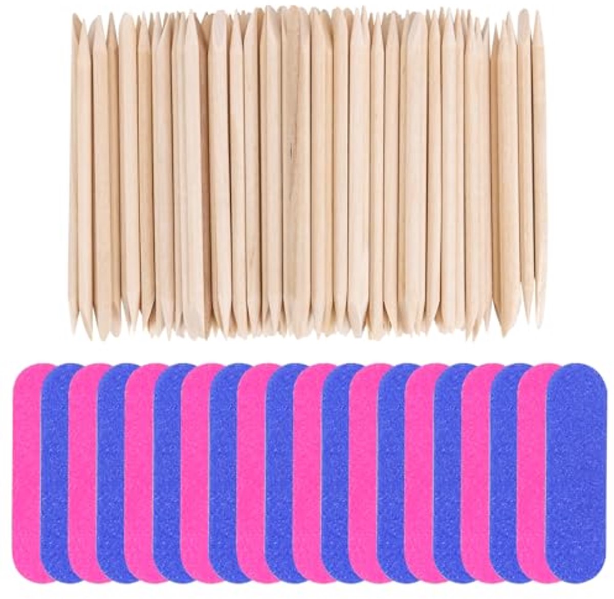 Rozenhout Manicure Set: 100 Houten Sticks en 20 Mini Nagelvijlen voor Professionele Nagelverzorging