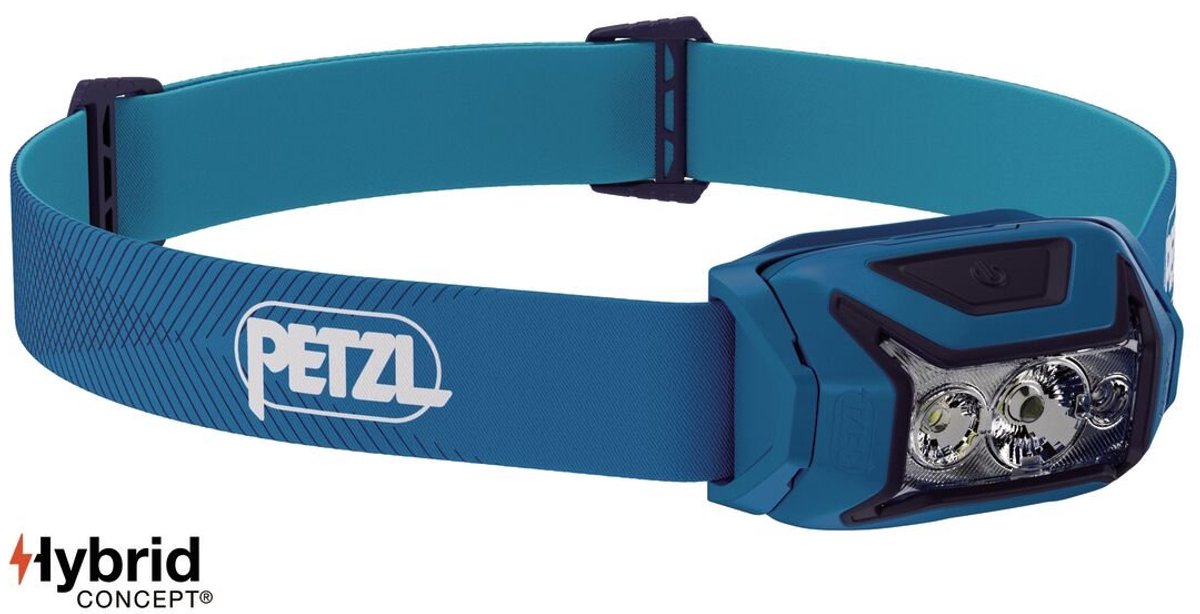 Petzl Actik - Hoofdlamp - 450 lumen - Lichtgewicht en veelzijdig - Voor kamperen, wandelen en hardlopen - Blauw