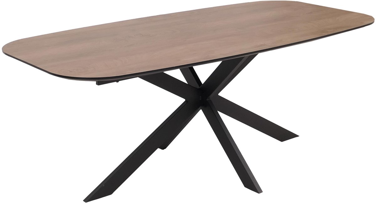 Eettafel MCW-O56, tafel eettafel, MDF metaal 200x100cm ~ walnootlook