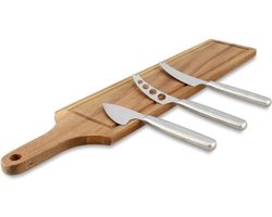Snijplank - MENASTYL - 5040079 - Rechthoekig - Acaciahout - Met 3 roestvrijstalen kaasmessen