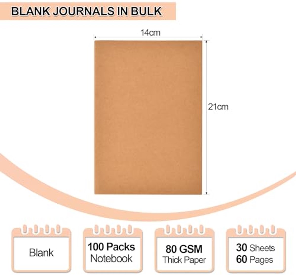A5 Notitieboekjes - Set van 100 Lege Pagina's, Kraft Papier, Perfect voor School, Kantoor en Reizen