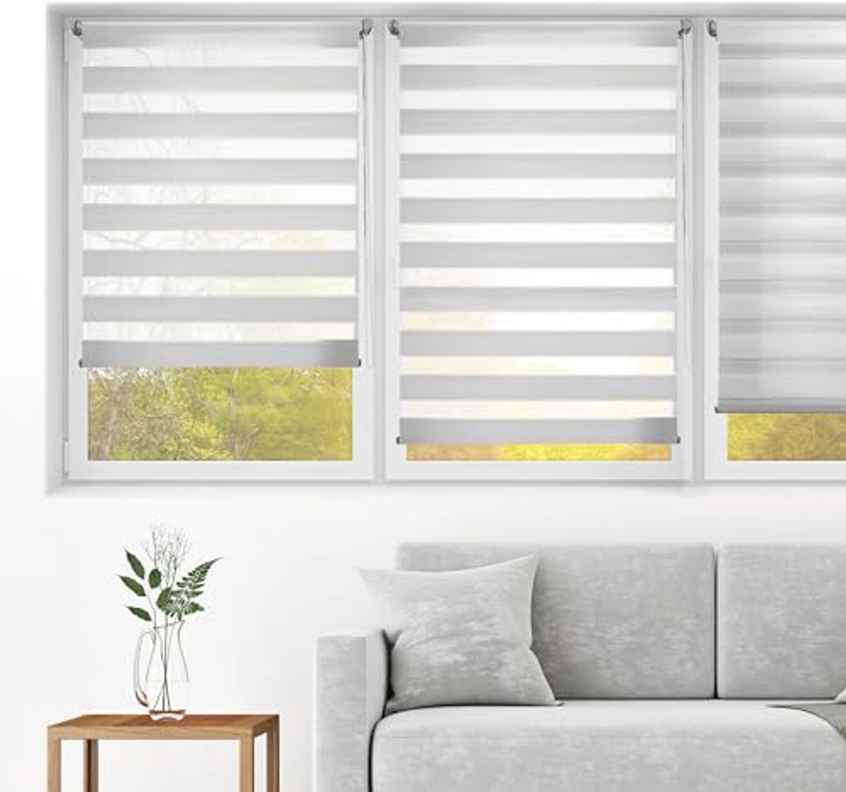 Dubbel Laag Rolgordijn voor Nacht en Dag - Zilvergrijs - 60 x 130 cm