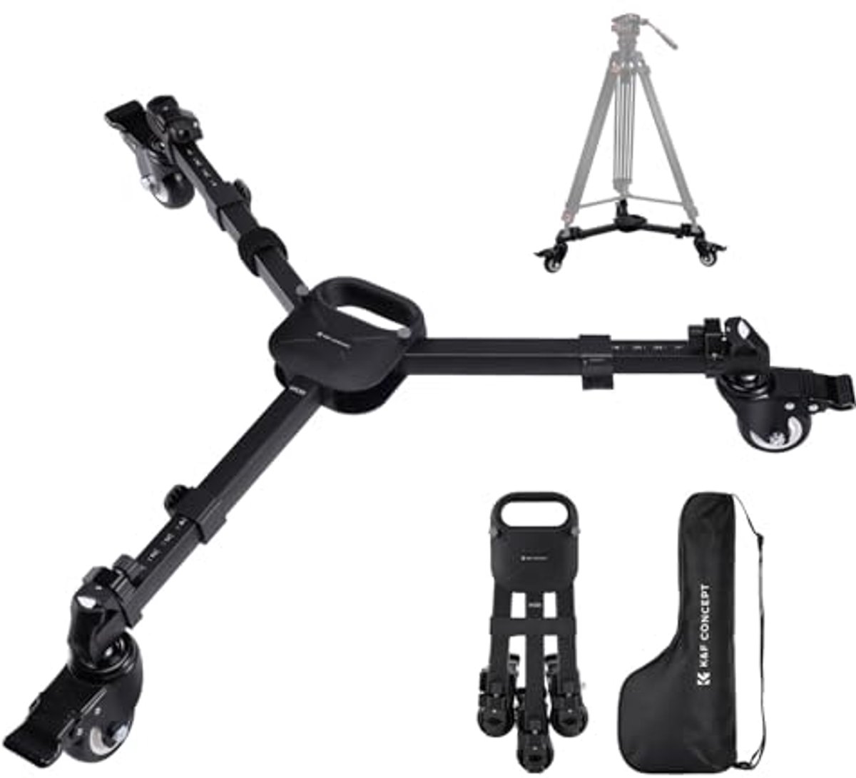 Fotografie Tripod Dolly met Stevige Wielen en Verstelbare Poten – 20kg Capaciteit, Compacter en Ideaal voor DSLR Camera's en Camcorders