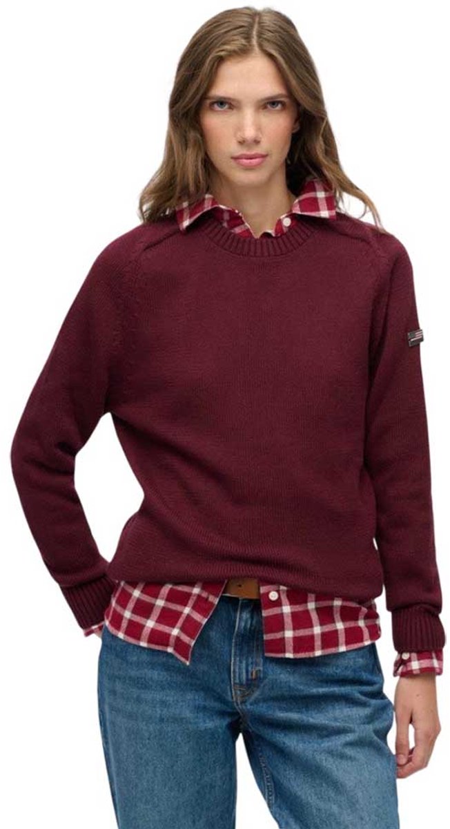 Superdry Slouchy Gebreide Crew Trui Dames Sweaters Rood