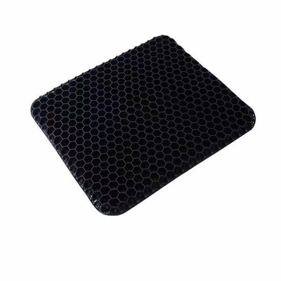 Coussin de siège en gel - Coussin de siège orthopédique - Avec revêtement antidérapant - Structure en nid d'abeille innovante - Coussin de siège en gel pour voiture, bureau et fauteuil roulant - Zwart
