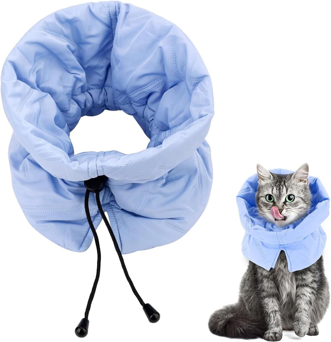 Katten Kraag, Bescherm Kraag Kat, Herstelhalsband voor katten, zachte, verstelbare herstelhalsband voor katten en kittens, voorkomt likwonden (lichtblauw, M) Nekomtrek 7,9 - 13,8 in - Cyslmuk®