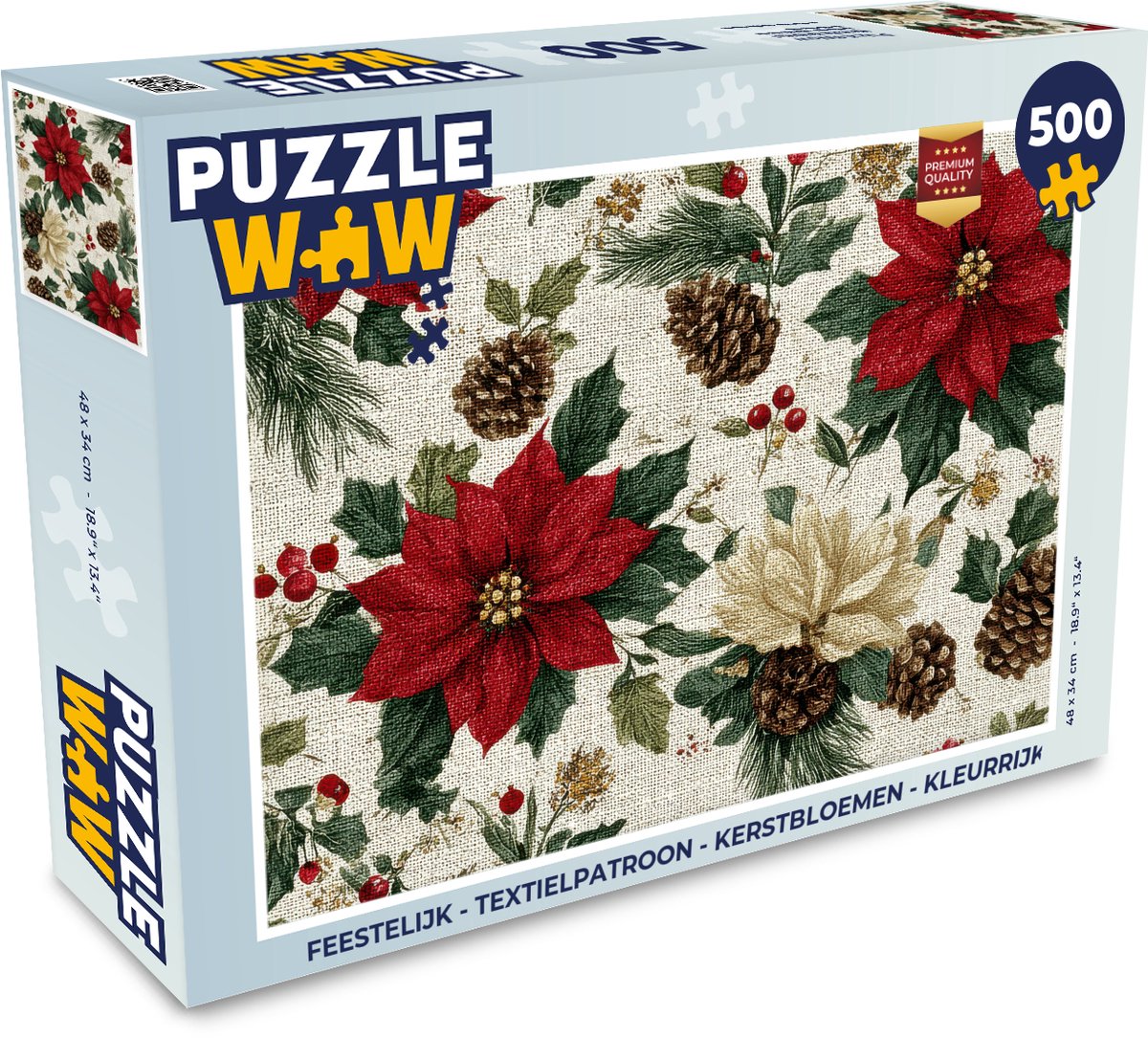 Feestelijk - Textielpatroon - Kerstbloemen - Kleurrijk - Kerst - Cadeau - Kerstcadeau voor mannen, vrouwen en kinderen