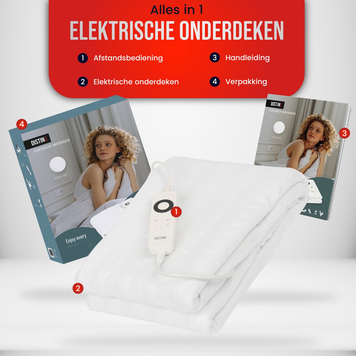 DistinQ Elektrische Onderdeken 100W 150x80 cm Wit - afbeelding 3