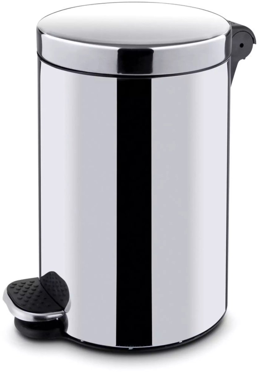 HENDI Pedaalemmer rond 30x44 cm 20 liter - rvs - binnenemmer, antislip pedaal - zilver