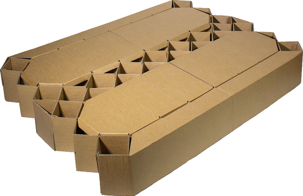 Kartonnen vouwbed 180 x 200 cm / Met bovenblad en omranding - Makkelijk op te bergen - Kartent