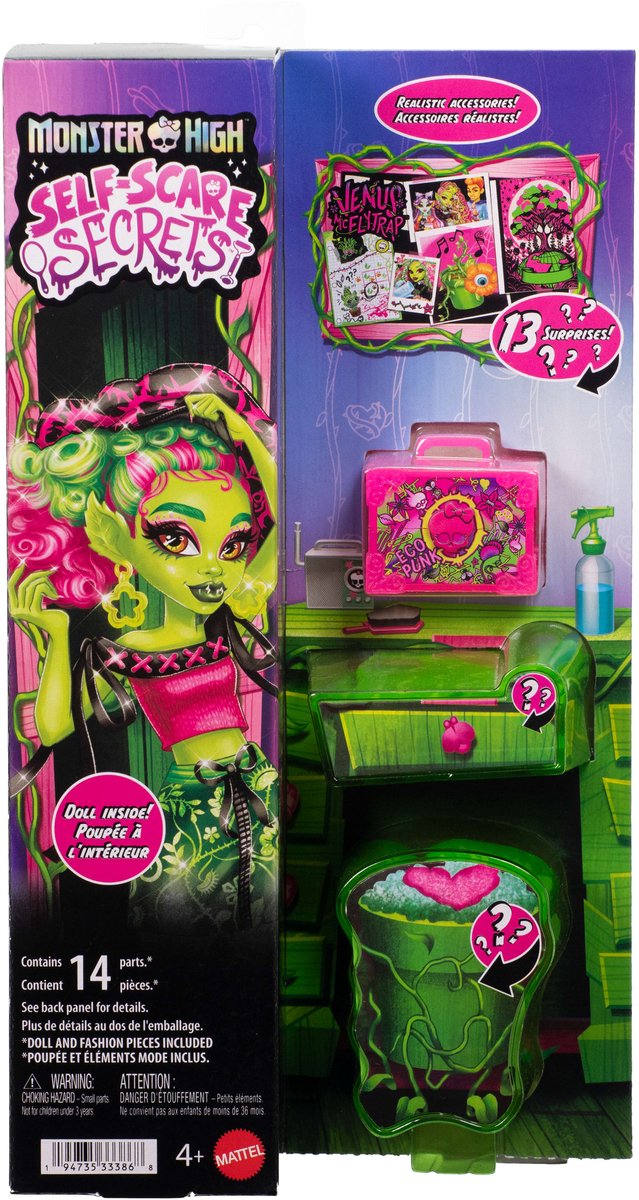 Monster High Self-Scare Secrets - Venus McFlytrap modepop met 13 realistische accessoires van Monster High — afbeelding 2