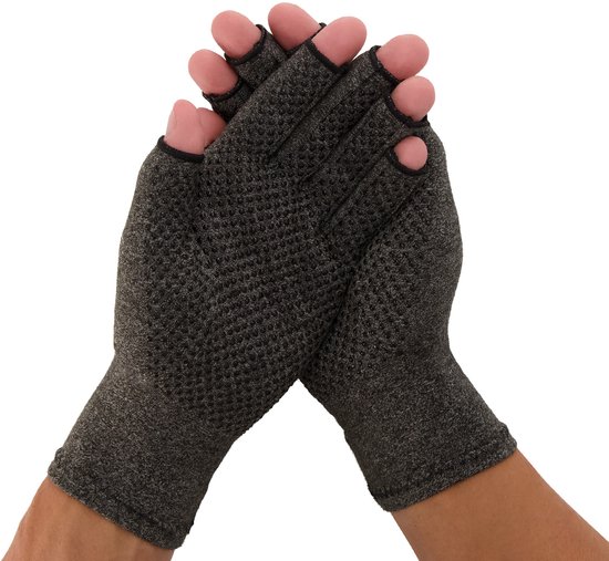 Medidu Artrose / Reuma Handschoenen met antisliplaag (Per paar) (Grijs & beige)