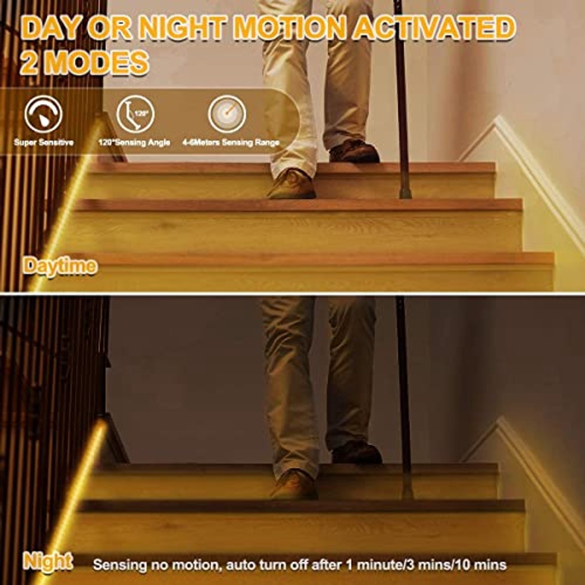 Bewegingssensor LED Strip Lichten - 10 meter Dimbaar met 2 Modi voor Kast, Keuken en Woonkamer