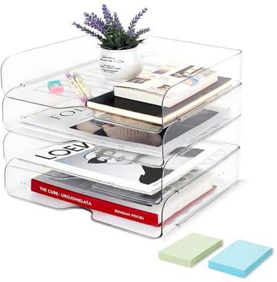 DETEIN Stapelbare bureau-organizer, stapelbare opberglade, kleine bureauorganizer met lade, plastic bureau-organizer voor thuis, kantoor, ambachten, potloden (wit, M-1 lade, 2 stuks