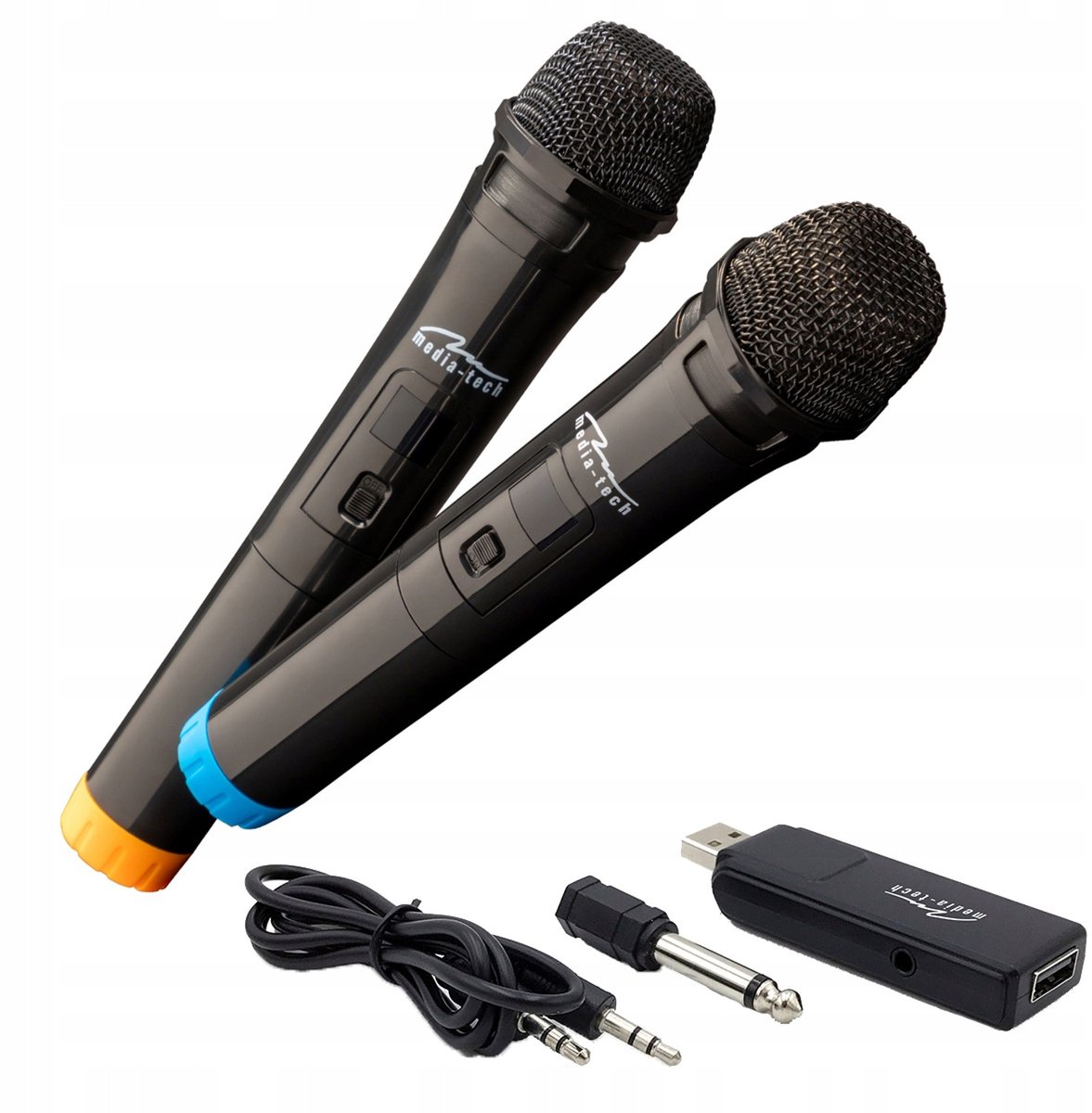 Mediatech MT395 - Twee draadloze microfoons met USB-ontvanger voor luidspreker met karaokefunctie