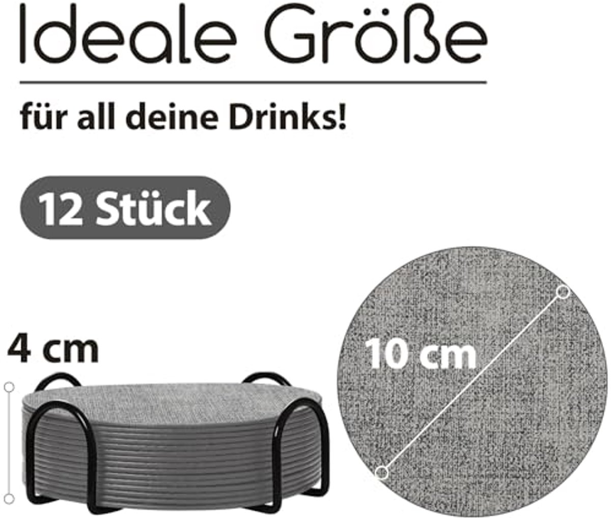 Set van 12 Faux Leather Glas Onderzetters met Houder - Camouflage