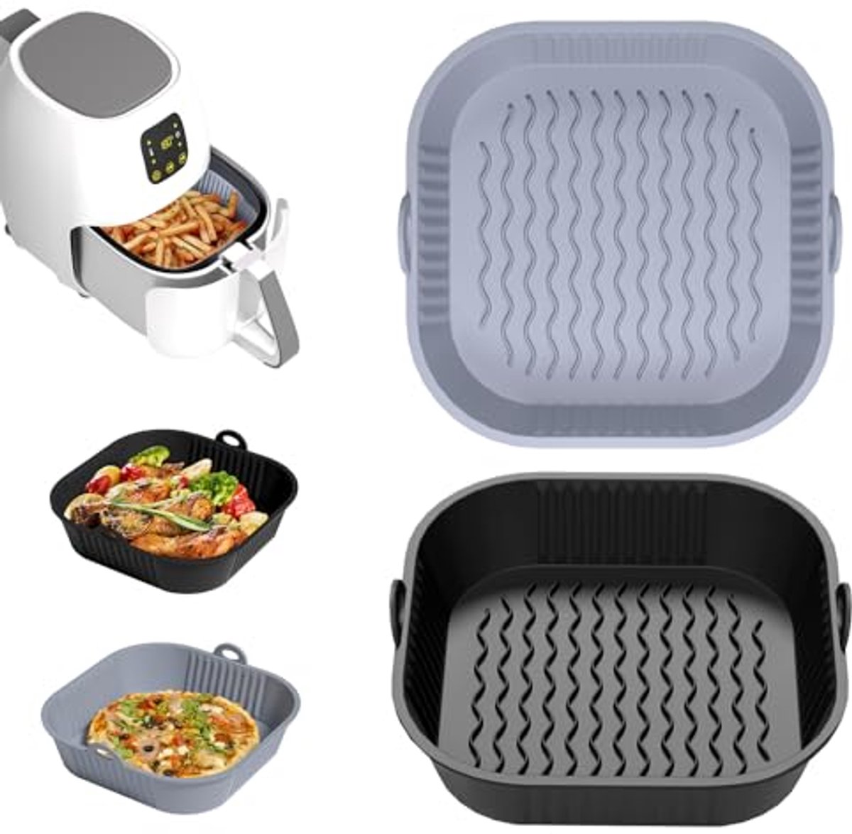 Siliconen Bakvormen voor Air Fryer Accessoires - 21 cm - Set van 2