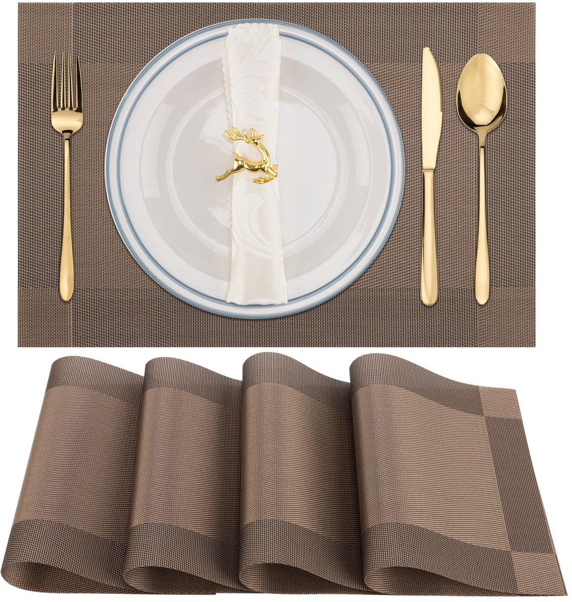 Ibenzoa® Set van vier stijlvolle en hittebestendige placemats voor elke eettafel