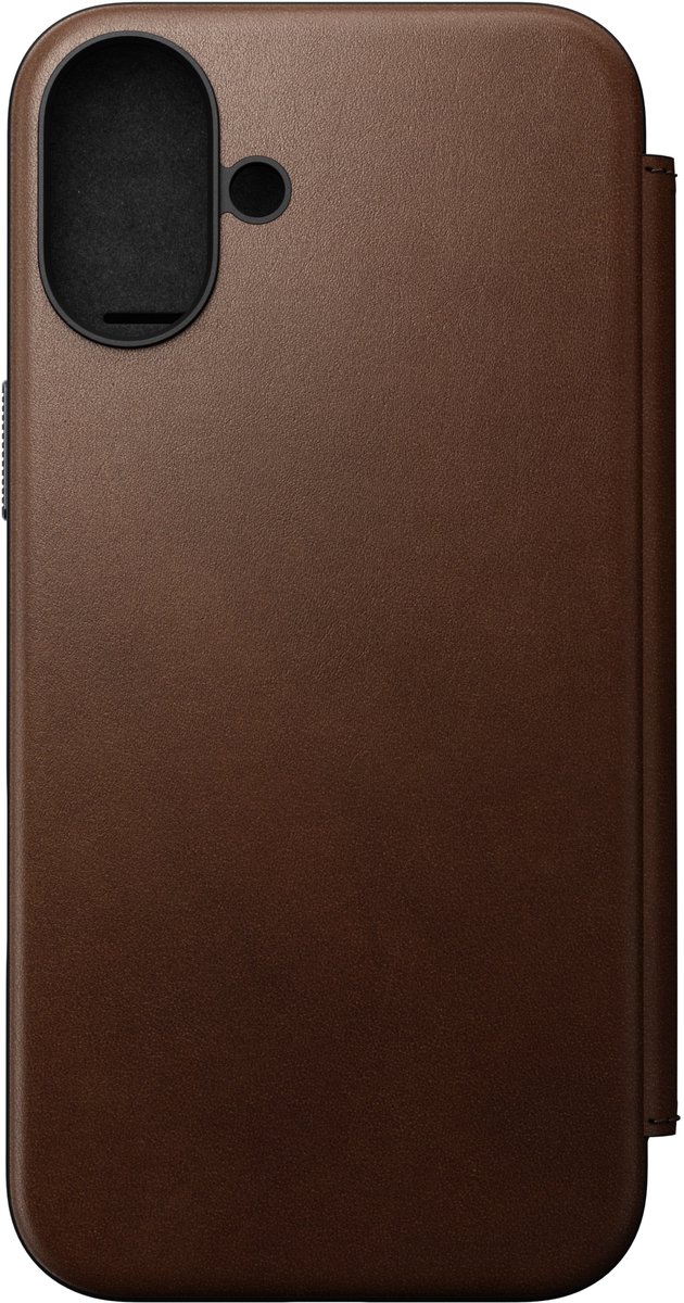 Nomad - Modern Leather Mag Folio geschikt voor iPhone 16 Plus Hoesje - Bruin
