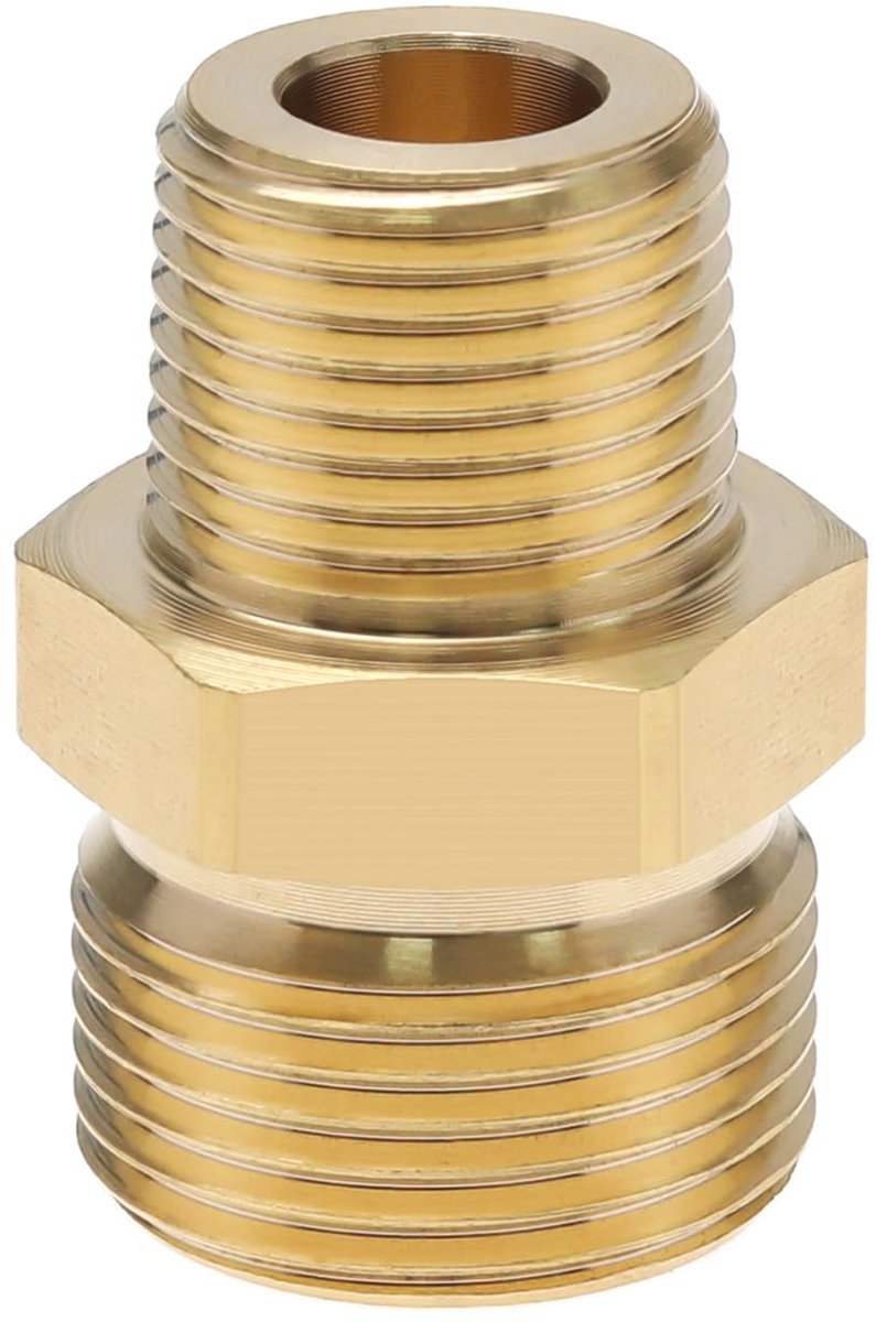 Brass Pressure Washer Coupling 3/8 Inch NPT Male to M22 14mm Male Adapter Fitting 4500 PSI External Thread Pressure Washer Hose Connector Converter