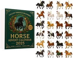Adventskalender voor het jaar van het paard 2025 - Kerstaftelkalender - Inclusief 24 unieke paardenbeeldjes - Geweldige cadeaukalender voor paardenliefhebbers, verzamelaars en seizoensgebonden woonaccessoires