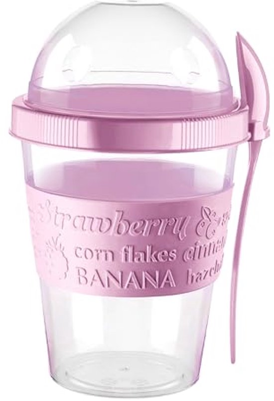 Herbruikbare yoghurtpotten 600 ml met lepel - Luchtdichte opslagcontainers voor ontbijtgranen en snacks — afbeelding 2