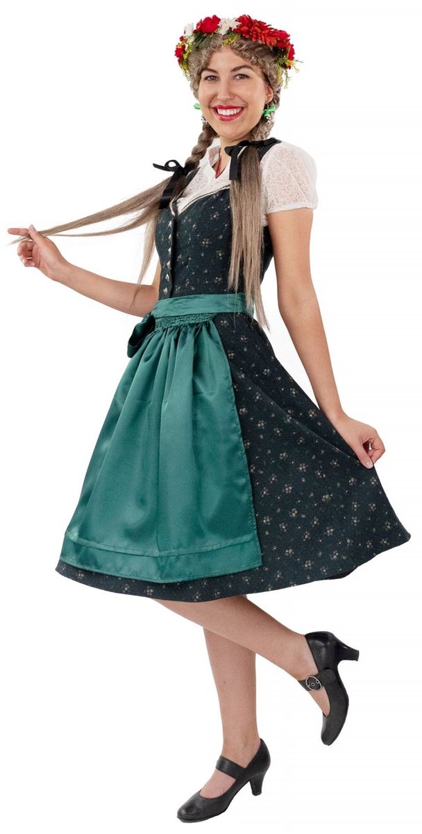 Dirndl Met Schort Groen Midi - Maat 38