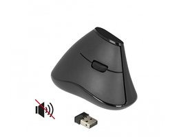 DeLOCK stille ergonomische draadloze USB muis met 5 knoppen – 1000 DPI / zwart