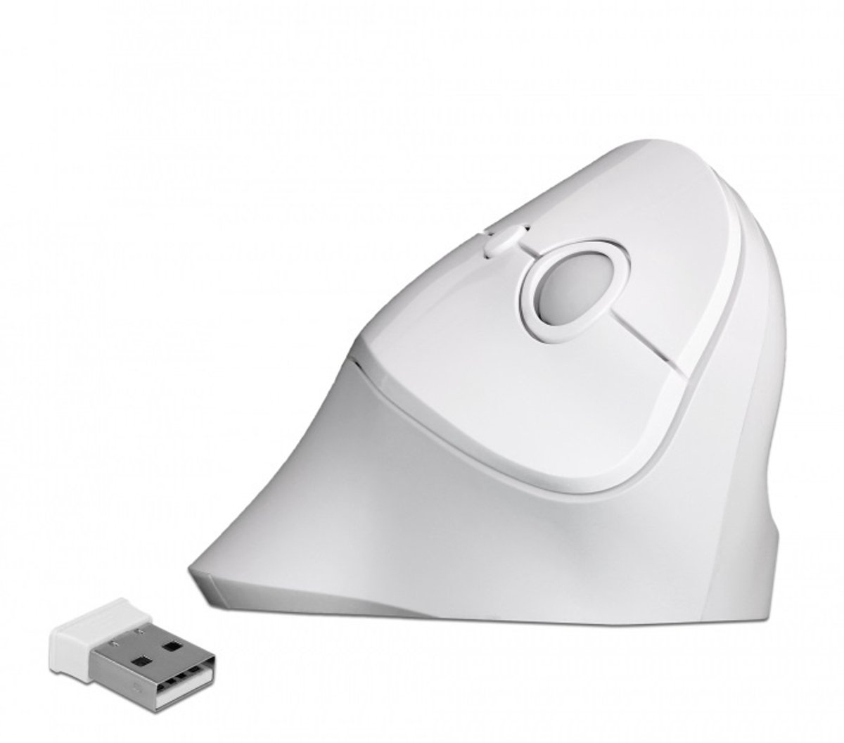 DeLOCK ergonomische draadloze USB muis met 6 knoppen - 800-1600 DPI / wit